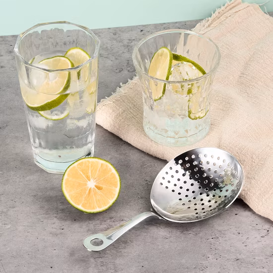 Cuchara de cóctel de acero inoxidable, colador Julep para bebidas de cóctel, Bar comercial doméstico